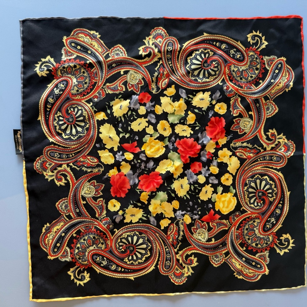 Dion Black and Yellow Floral Pocket Square